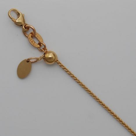 16-Inch 14K Yellow Gold Natural Adjustable Round Wheat Chain 0.9mm