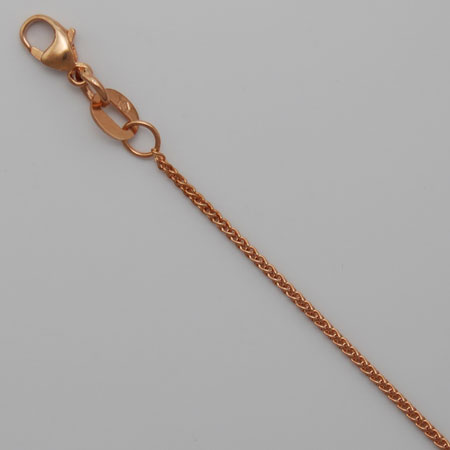 16-Inch 14K Rose Gold Round Wheat 0.9mm Chain