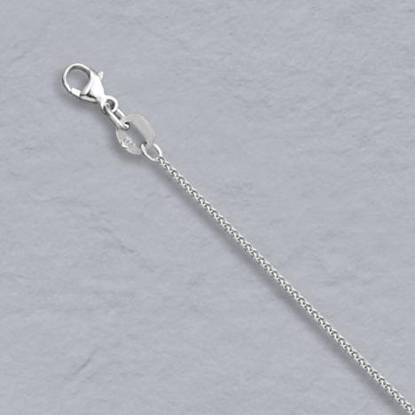 7-Inch 14K White Gold Round Wheat Chain 0.9mm