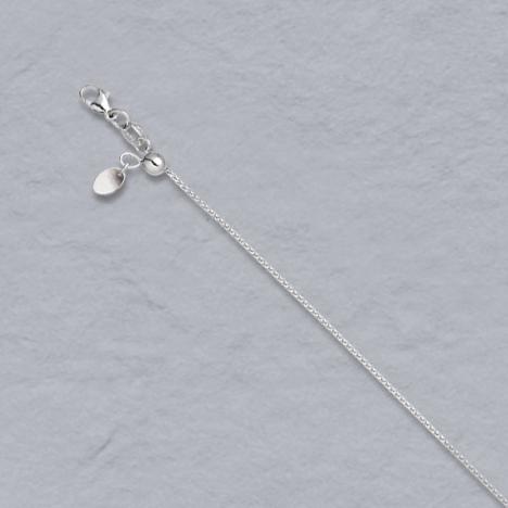 16-Inch 14K White Gold Adjustable Round Wheat 0.9mm Chain