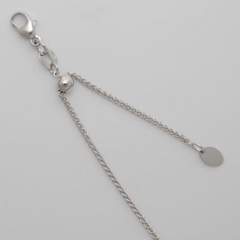 16-Inch 14K White Gold Adjustable Round Wheat 1.1mm Chain