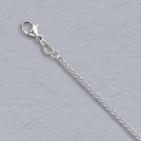 7-Inch 14K White Gold Round Wheat Chain1.5mm