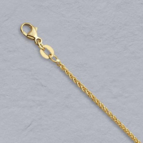 16-Inch 14K Yellow Gold Round Wheat 1.5mm Chain