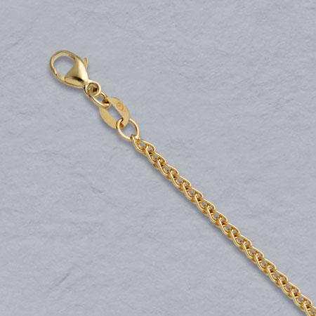 7-Inch 14K Yellow Gold Natural Round Wheat 2.0mm Chain