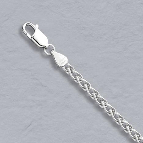 16-Inch 14K White Gold Round Wheat 3.4mm Chain