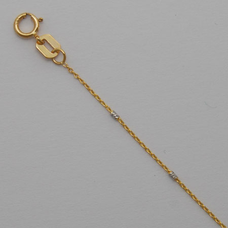 16-Inch 14K Yellow Gold Cable Chain with White Gold Bars