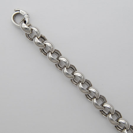 18-Inch 18K White Gold Handmade Rolo 8.7mm Chain