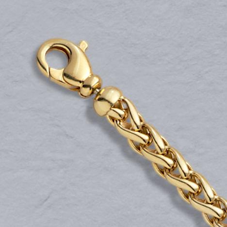 7-Inch 18K Yellow Gold Round Solid Wheat Chain 6.0mm