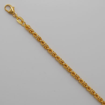 18-Inch 18K Yellow Gold Round Byzantine 2.6mm Chain