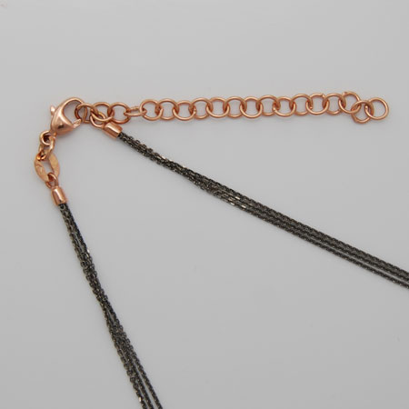 16-Inch 18K Rose Gold Black Rhodium Chain 3 Strand