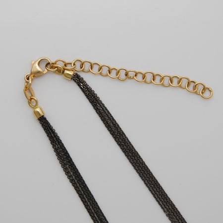 16-Inch 18K Yellow Gold Black Rhodium Chain 5 Strand