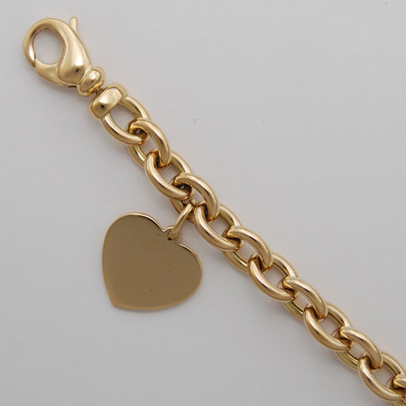 18-Inch 18K Yellow Gold Hollow Cable 8.7mm Chain, with Heart