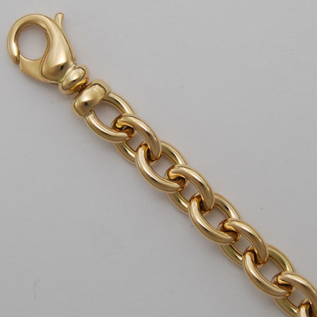 8-Inch 18K Yellow Gold Hollow Cable 8.7mm Chain