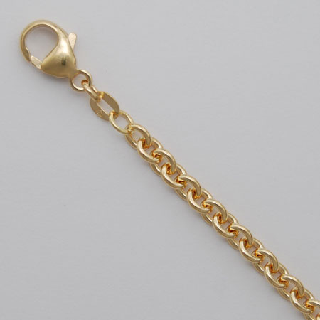 7.5-Inch 18K Yellow Gold Round Cable 4.1mm Chain