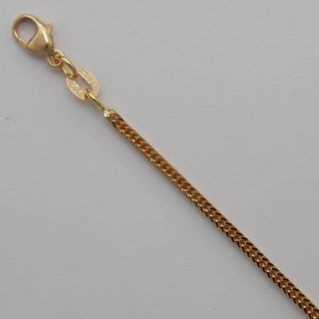 16-Inch 18K Yellow Gold Square Foxtail 1.7mm Chain