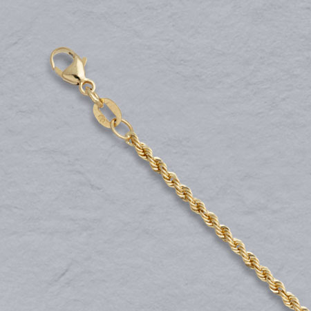 16-Inch 18K Yellow Gold Laser Rope Chain 2.1mm