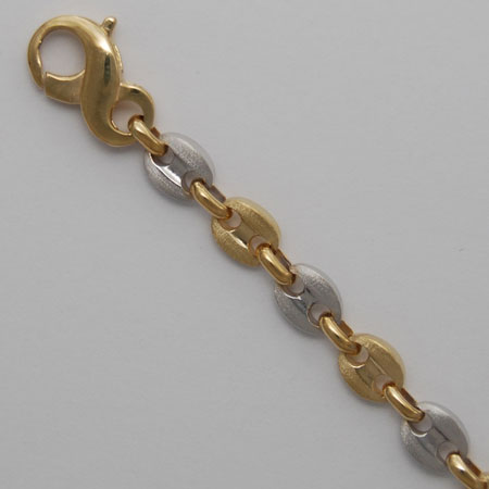 7.25-Inch 18K Yellow Gold / White Gold Gucci Link 5.1mm, Satin / Shiny Chain