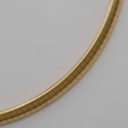 16-Inch 18K Yellow Gold Domed Omega, 5.0mm Chain