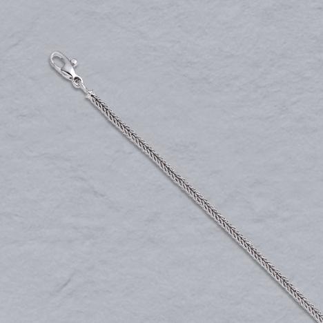 7-Inch 18K White Gold Handmade Textured Foxtail Chain 2.3mm