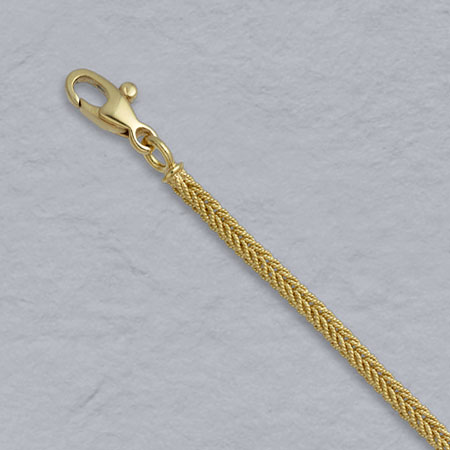 16-Inch 18K Yellow Gold Handmade Textured Foxtail Chain 2.3mm