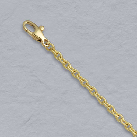 16-Inch 18K Yellow Gold Handmade Textured Rd Cable 2.8mm Chain