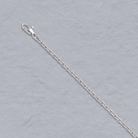 7-Inch 18K White Gold Handmade Textured Round Cable 2.4mm Chain
