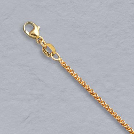 16-Inch 18K Yellow Gold Round Wheat 1.5mm Chain