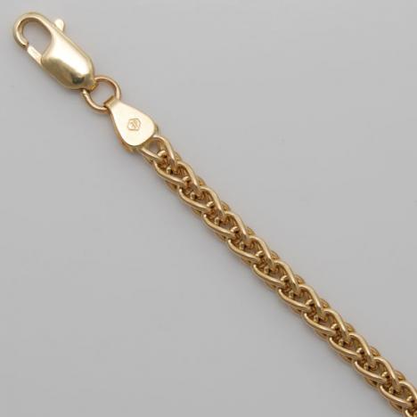 16-Inch 18K Yellow Gold Round Wheat 3.5mm Chain