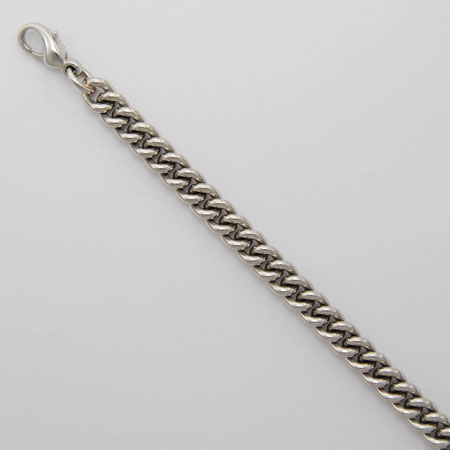 8-Inch Platinum Rounded Curb Chain 6.2mm