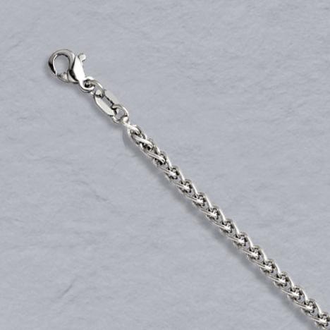 7-Inch Platinum Round Wheat Chain 2.5mm