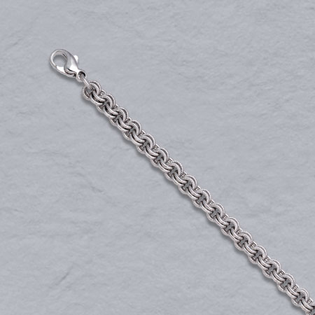 7-Inch Platinum Textured/Shiny Double Link Chain 4.8mm