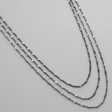 18-Inch Sterling Silver and Black Rhodium 3 Strand Graduated Necklace