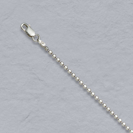 16-Inch Sterling Silver Diamond Cut Bead Chain 2.2mm