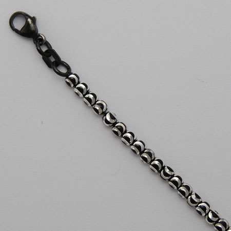 16-Inch Sterling Silver 3.0mm Moon Bead Chain, Black Rhodium