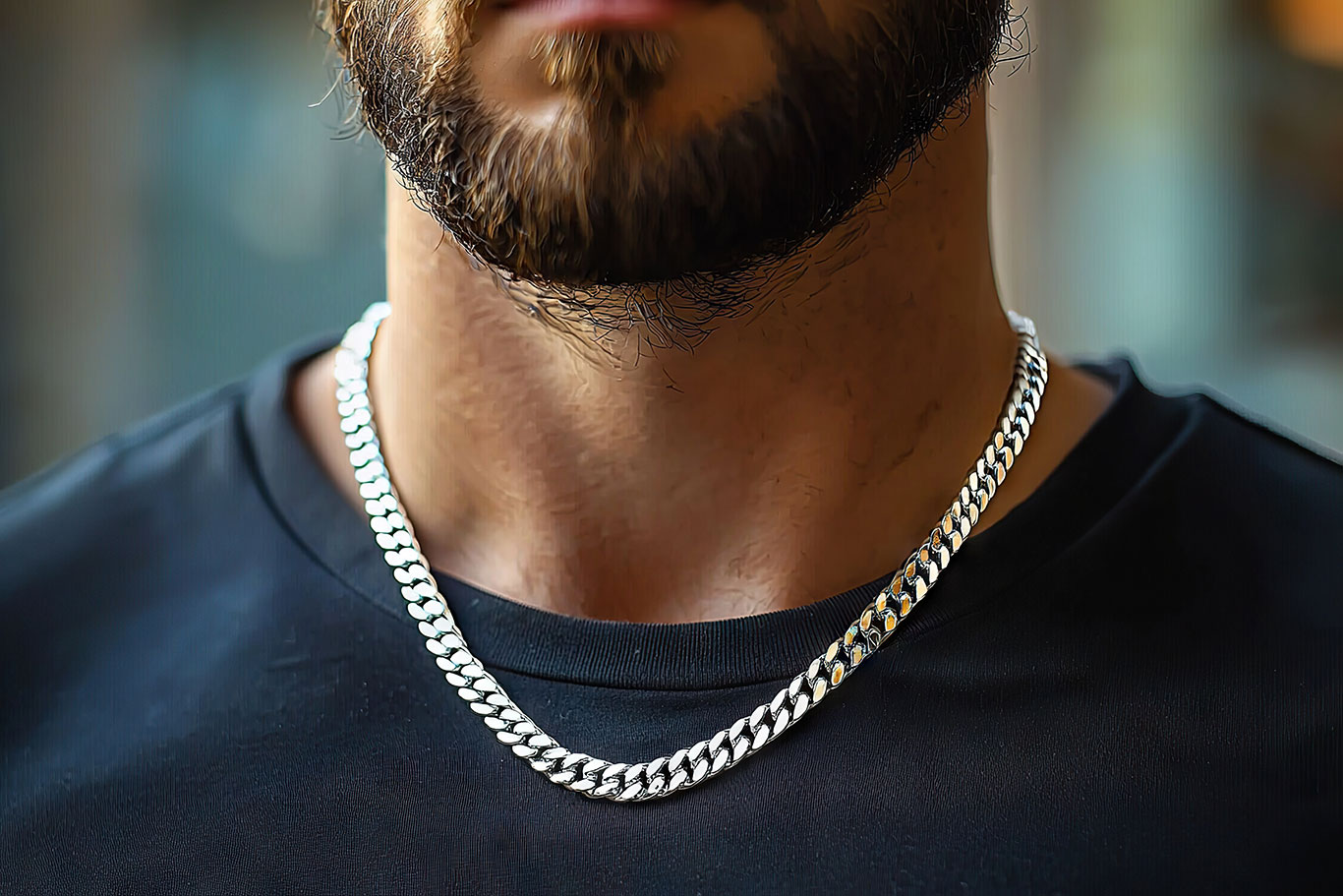 14K white gold men's chain