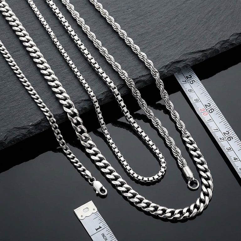 18K White Gold Men's Chains