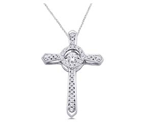 Moving Diamond Accented Cross Pendant