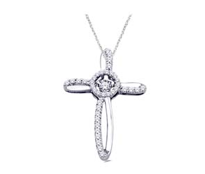 Moving Diamond Cross Pendant