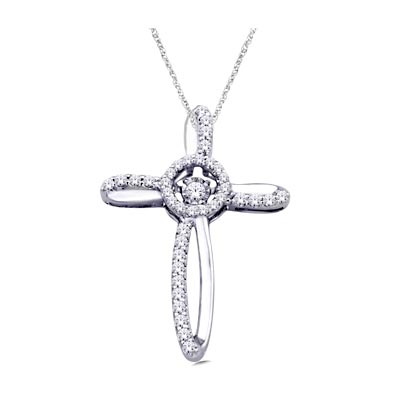 Moving Diamond Cross Pendant 1/3 Carat Total Weight