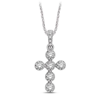 Elegant Diamond Cross Pendant 1/4 Carat Total Weight