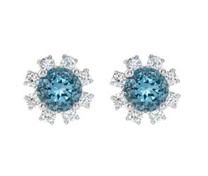 Aquamrine Diamond Stud Earrings