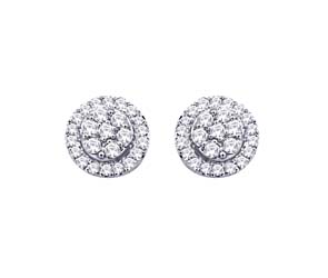 Diamond Flower Stud Earrings