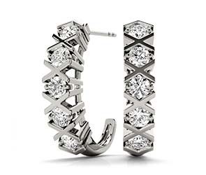 J Hoop Diamond Earrings