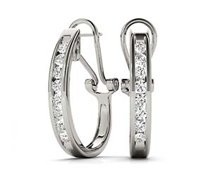 Channel Set Hoop Earrings