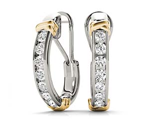 Channel Set Diamond Hoop Earrings