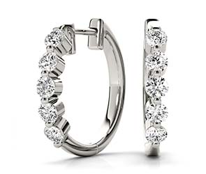 5 Stone Hoop Earrings