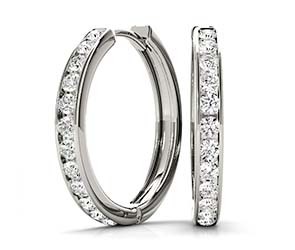 Bezel Set Diamond Hoop Earrings