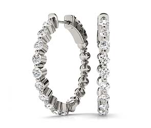 Shared Prong Diamond Hoop Earrings