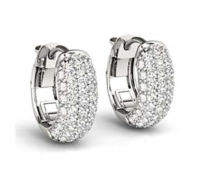 Diamond 5 Row Huggie Earrings