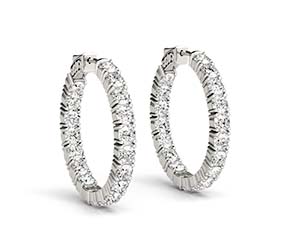 Inside Outside Diamond Hoop Earrings(22mm)